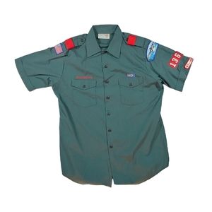 Vintage BSA Boy Scouts EXPLORER adult shirt Mens LARGE 16 16.5 short sleeve